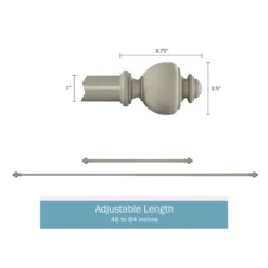 Home Decor Store 31 1-Inch Curtain Rod- Decorative Modern Urn Finials & Hardware- For Home Decor In Bedroom, Living Room & Kitchen, 48-84-Inch By Lavish Home (Gray)