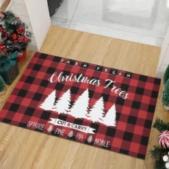 Trinity Plaid White Christmas Tree Non-Slip Decorative Doormat -Home Decor Store GUEST 040896a1 c8fa 4eb3 b539 688a48dbe421
