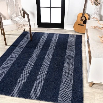 Nautisk Trellis Stripe Machine-Washable Area Rug - JONATHAN Y 4 Nautisk Trellis Stripe Machine-Washable Area Rug - JONATHAN Y - Image 2