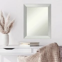 22" X 28" Non-Beveled Brushed Sterling Silver Wood Wall Mirror - Amanti Art -Home Decor Store GUEST 062e5748 fb53 41bd 9043 683bfa6d0e0f
