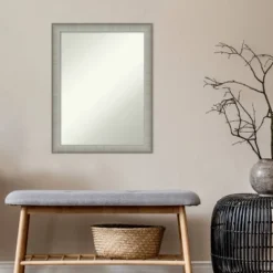 21" X 27" Non-Beveled Elegant Brushed Pewter Narrow Wall Mirror - Amanti Art -Home Decor Store GUEST 07900113 d3ae 45aa 8ac9 59139dc90e58