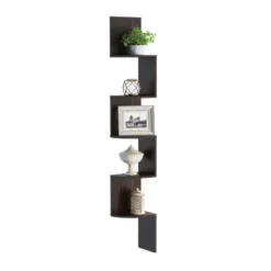 Hastings Home 5-Tier Floating Corner Shelf - Matte Espresso Brown