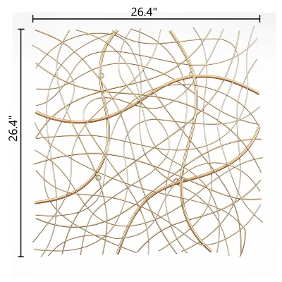 LuxenHome 26.4" Square Gold Abstract Metal Wall Decor 9 LuxenHome 26.4" Square Gold Abstract Metal Wall Decor - Image 7