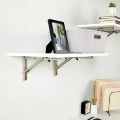 Built Industrial 2 Pack Folding L Wall Shelf Bracket, 12 Inch Collapsible Hardware With Locking Hinge For Garage Shelves, Holds 120lbs -Home Decor Store GUEST 087226fe f360 4f79 ba91 718196bae69a