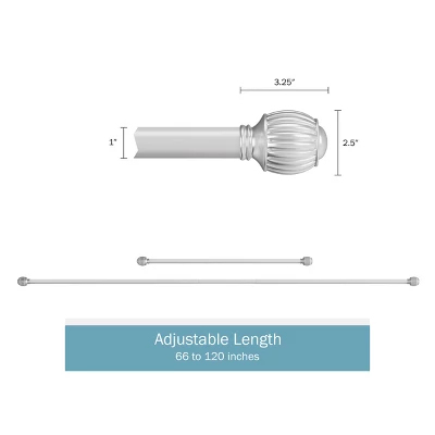 Hastings Home Curtain Rod, Silver With Cone Finials 3 Hastings Home Curtain Rod, Silver With Cone Finials