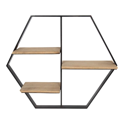 25.5" X 22" X 5" Ladd Hexagon Floating Shelves Rustic Brown - Kate & Laurel All Things Decor 3 25.5" X 22" X 5" Ladd Hexagon Floating Shelves Rustic Brown - Kate & Laurel All Things Decor
