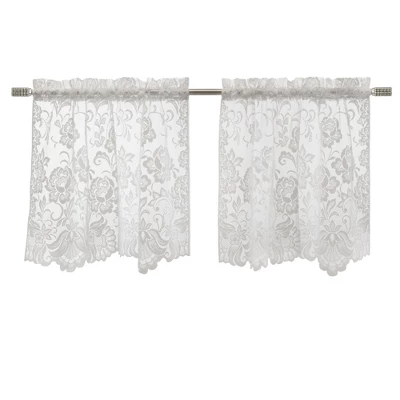 Habitat Limoges Sheer Rod Pocket Floral Lace Design Curtain Tiers For Any Room Soft Selvedge Sides Pair White 3 Habitat Limoges Sheer Rod Pocket Floral Lace Design Curtain Tiers For Any Room Soft Selvedge Sides Pair White