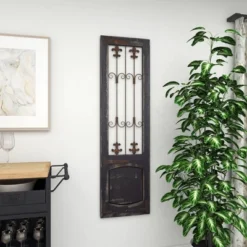 Traditional Metal Scroll Distressed Door Inspired Ornamental Wall Decor With Metal Wire Details Brown - Olivia & May -Home Decor Store GUEST 0f89feed a1cb 40b6 b7e5 388f54fd143a