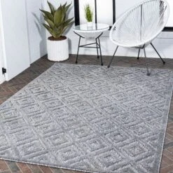 Portmany Neutral Diamond Trellis Indoor/Outdoor Area Rug - JONATHAN Y -Home Decor Store GUEST 10c8dc47 8937 4f5e 99b0 25db32a581ec