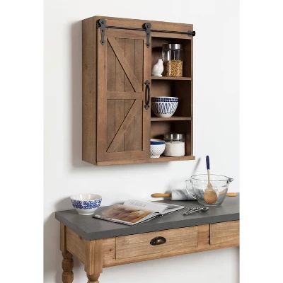 Decorative Wall Storage Cabinet With Sliding Barn Door Rustic Brown - Kate & Laurel All Things Decor 9 Decorative Wall Storage Cabinet With Sliding Barn Door Rustic Brown - Kate & Laurel All Things Decor - Image 7