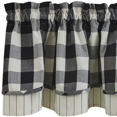 Park Designs Buffalo Check Lined Layered Black Valance 72" 4 Park Designs Buffalo Check Lined Layered Black Valance 72" - Image 2