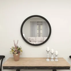 32" Contemporary Wood Wall Mirror Black - Olivia & May -Home Decor Store GUEST 1677819c ba09 40c1 b8ad 43d5916ee805