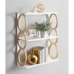 28" X 8" X 31" Ring Wooden 3-Tier Shelf White - Kate & Laurel All Things Decor -Home Decor Store GUEST 17002748 eac2 4e28 b259 afa3db3b152a