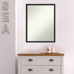 19" X 25" Non-Beveled Lucie Black Wood Wall Mirror - Amanti Art -Home Decor Store GUEST 17e8a3c6 31d2 48a9 8df4 8de591a21e07