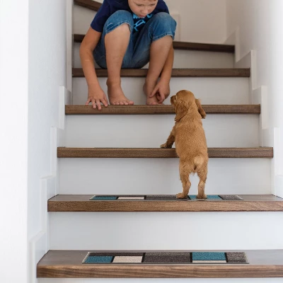 World Rug Gallery Contemporary Modern Boxes Non-Slip Stair Treads 9 World Rug Gallery Contemporary Modern Boxes Non-Slip Stair Treads - Image 7