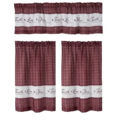 Kate Aurora Country Living Gingham Check Hope Faith Love 3 Pc Cafe Kitchen Curtain Set -Home Decor Store GUEST 1873038b 3a5e 4ef4 a900 fd603bbfa8ac