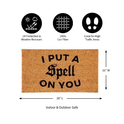 Evergreen 16 X 28 Halloween Greeting Coir Mat, I Put A Spell On You For Indoor And Outdoor Decor 3 Evergreen 16 X 28 Halloween Greeting Coir Mat, I Put A Spell On You For Indoor And Outdoor Decor