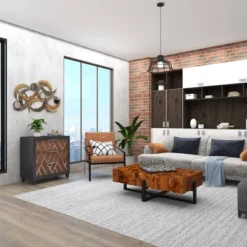 Metal Abstract Wall Decor With Round Mirror Accents Beige - Olivia & May -Home Decor Store GUEST 189ad941 6c60 4898 bbe2 bf1c58e797a4