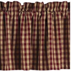 Home Collections By Raghu Heritage House Check Red Valance, 72x15.5