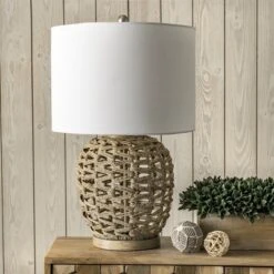 NuLOOM Bristol 24" Rattan Table Lamp Lighting - Tan 23.5" H X 15" W X 15" D -Home Decor Store GUEST 1f89bc6e 43a5 4f1c b751 2d7ce0edb83b