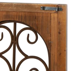 Wood Scroll Window Inspired Wall Decor With Metal Scrollwork Relief Brown - Olivia & May -Home Decor Store GUEST 22bb513b 8f89 4c0f b08a fe8e97151ace