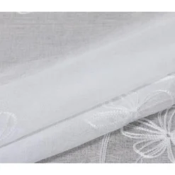 Trinity Sheer Floral Embroidered Small Curtains Rod Pocket Kitchen Window Treatment