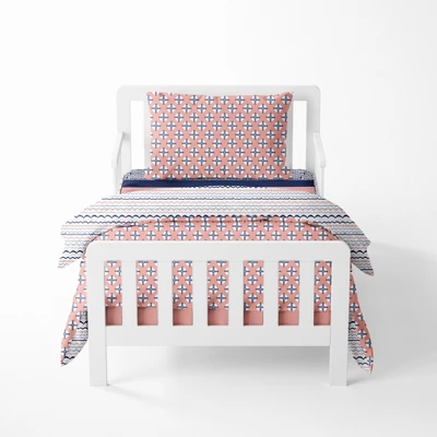 Bacati - Olivia Coral/Navy Window Valance 6 Bacati - Olivia Coral/Navy Window Valance - Image 4