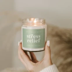Sweet Water Decor Stress Relief Sage Label 9oz Clear Jar Soy Candle -Home Decor Store GUEST 27f5fcbf c98b 4a49 a04f 660d63591792