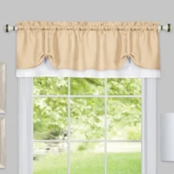 Collections Etc Darcy Two-Tone Rod Pocket Window Curtain Valance With Pick-Up Accents, Home Décor For Any Room