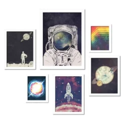 (Set Of 6) Framed Prints Gallery Wall Art Set Outer Space Astronaut By Tracie Andrews - Americanflat -Home Decor Store GUEST 287cef0b 562a 471f b16d b0f85177d5fe