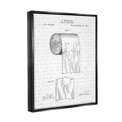 Stupell Industries Toilet Paper Roll Patent Black And White Bathroom Design 4 Stupell Industries Toilet Paper Roll Patent Black And White Bathroom Design - Image 2