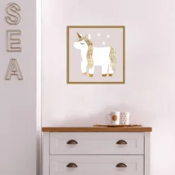 16" X 16" Sleepy Unicorn I By Victoria Barnes Framed Canvas Wall Art - Amanti Art -Home Decor Store GUEST 2b2fc68b 46d7 46a5 ab2d 6ffc61ceb46c