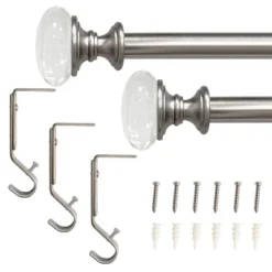 Crystal Knob Drapery Rod Set Brushed Nickel - Lumi Home Furnishings -Home Decor Store GUEST 2b34cc73 243e 4d0e b883 63acc7488bca