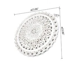 LuxenHome White Wood Flower 23.86" Round Wall Decor Home Decor Interior Design -Home Decor Store GUEST 2d3fd1c6 0519 4511 8cd3 17cf4704d848