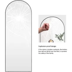 Muselady 63" Height X 20" Width Oversize Arch-Crowned Top Full Length Floor Mirror With Stand-The Pop Home -Home Decor Store GUEST 35212b6d 7994 4144 b89a 72ab1622ded9