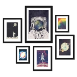 (Set Of 6) Framed Prints Gallery Wall Art Set Outer Space Astronaut By Tracie Andrews - Americanflat -Home Decor Store GUEST 3558a4fd acc5 44c5 81ab 848fc4608ca3