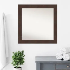 31" X 31" Non-Beveled Wildwood Brown Bathroom Wall Mirror - Amanti Art -Home Decor Store GUEST 35b24e90 32e9 4a78 a0a0 5fe65ab746ce