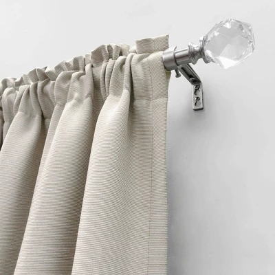 Decorative Drapery Curtain Rod With Faceted Crystal Finials Brushed Nickel - Lumi Home Furnishings 4 Decorative Drapery Curtain Rod With Faceted Crystal Finials Brushed Nickel - Lumi Home Furnishings - Image 2