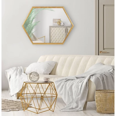 22" X 31" Laverty Hexagon Wall Mirror Gold - Kate & Laurel All Things Decor 7 22" X 31" Laverty Hexagon Wall Mirror Gold - Kate & Laurel All Things Decor - Image 5