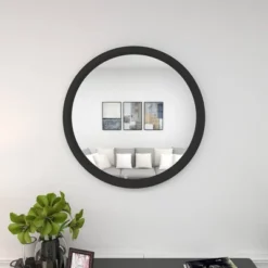 32" Contemporary Wood Wall Mirror Black - Olivia & May -Home Decor Store GUEST 3a3ee2fc a660 4c7a a1d6 d441dd36c6ec