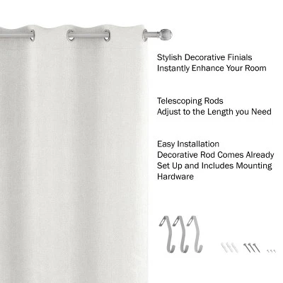 Hastings Home Curtain Rod, Silver With Cone Finials 4 Hastings Home Curtain Rod, Silver With Cone Finials - Image 2