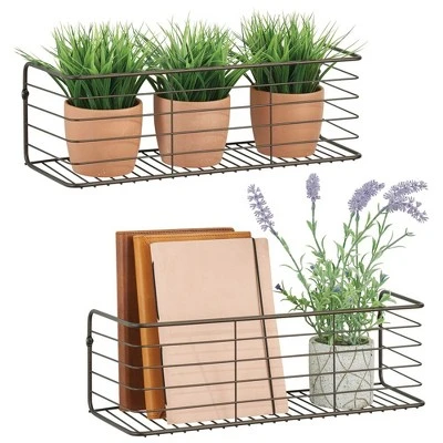 MDesign Wide Metal Wall Mount Storage Organizer Display Shelf - 2 Pack, Black 9 MDesign Wide Metal Wall Mount Storage Organizer Display Shelf - 2 Pack, Black - Image 7