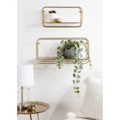 21" X 10" (Set Of 2) Emerline Decorative Wall Shelves Set Gold - Kate & Laurel All Things Decor -Home Decor Store GUEST 3fc64513 59ca 4b49 8613 c17b12926a5f
