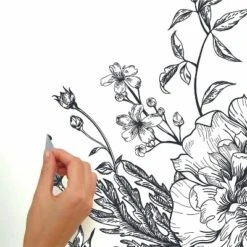 Peony Peel And Stick Giant Wall Decal Black/White - RoomMates -Home Decor Store GUEST 40076697 28cb 4f23 aca5 77bb137dfe15