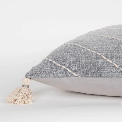 18"x18" Poly Filled Diamond Square Throw Pillow Gray - Rizzy Home 5 18"x18" Poly Filled Diamond Square Throw Pillow Gray - Rizzy Home - Image 3