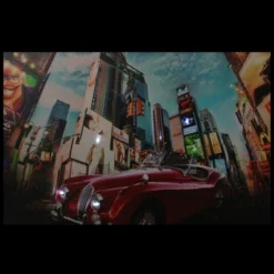 Northlight LED Lighted NYC Times Square 7th Avenue Classic MG Car Canvas Wall Art 15.75" X 23.5"