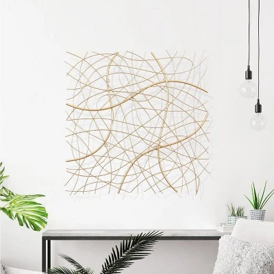 LuxenHome 26.4" Square Gold Abstract Metal Wall Decor 5 LuxenHome 26.4" Square Gold Abstract Metal Wall Decor - Image 3