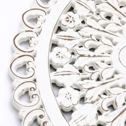 LuxenHome White Wood Flower 23.86" Round Wall Decor Home Decor Interior Design -Home Decor Store GUEST 424c8358 c225 47ff ba1a 3922ba8abd03