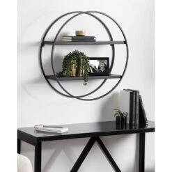 24" Diameter Sequoia Wood And Metal Round Wall Shelf - Kate & Laurel All Things Decor -Home Decor Store GUEST 45b6cefb c872 460e bff4 95feb96d08c2