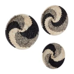 Bohemian Seagrass Plate Handmade Spiral Basket Wall Decor Set Of 3 Black - Olivia & May -Home Decor Store GUEST 47a8bcb9 3180 46ef 9859 29cc44cdc4ae